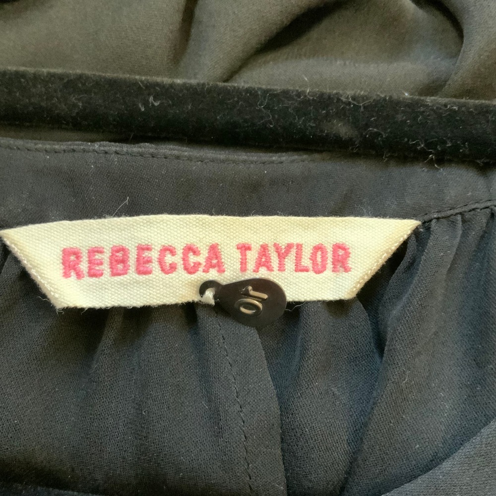 Rebecca Taylor Silk Black Solid 3/4 Sleeve Silk Top Size 10 - Picture 4 of 4
